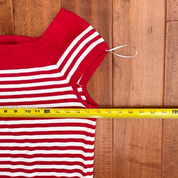 Tommy Hilfiger Striped Cap-Sleeve Sweater Womens Size L Red/White - Picture 3 of 7